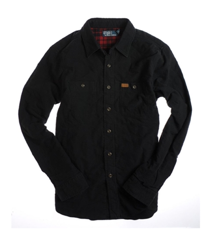 Ralph Lauren Mens Custom Ws Frl Button Up Shirt black M