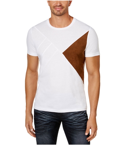 I-N-C Mens Faux-Suede Basic T-Shirt whitepure 2XL