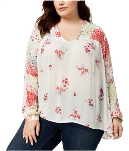 Lucky Brand Womens Floral Knit Blouse nml 2X