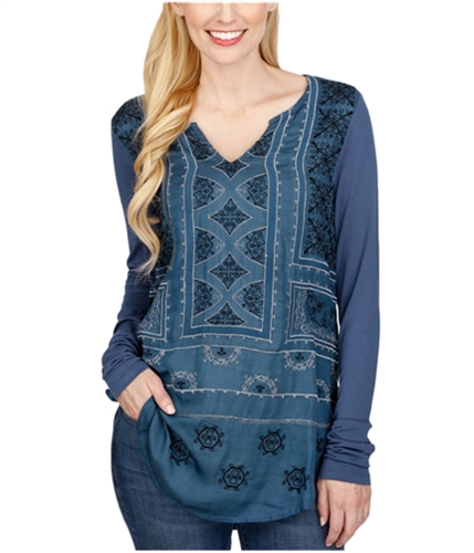Lucky Brand Womens Embroidered Pullover Blouse 420 S