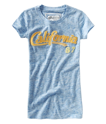 Aeropostale Womens California 87 Graphic T-Shirt paleblue M