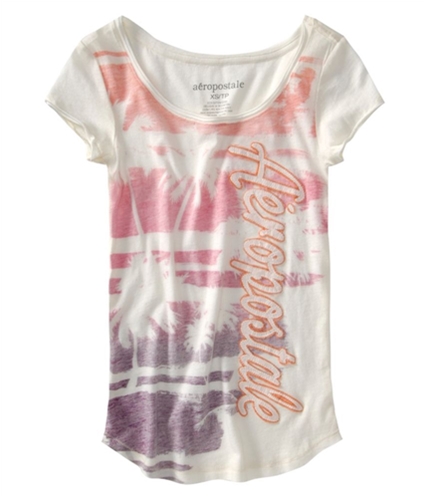 Aeropostale Womens Palm Beach Embroidered Graphic T-Shirt floralwhite XS
