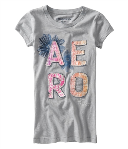 Aeropostale Womens Tropical Flowers Graphic T-Shirt patinagray M