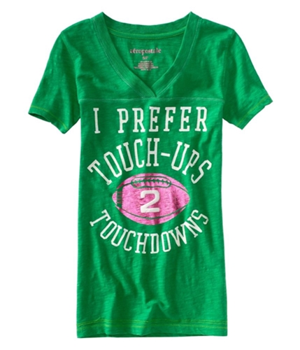 Aeropostale Womens Shimmer #2 Football Jersey Graphic T-Shirt fairwaygreen L