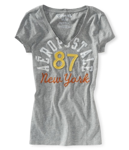 Aeropostale Womens V-neck 87 New York Graphic T-Shirt lththr XS