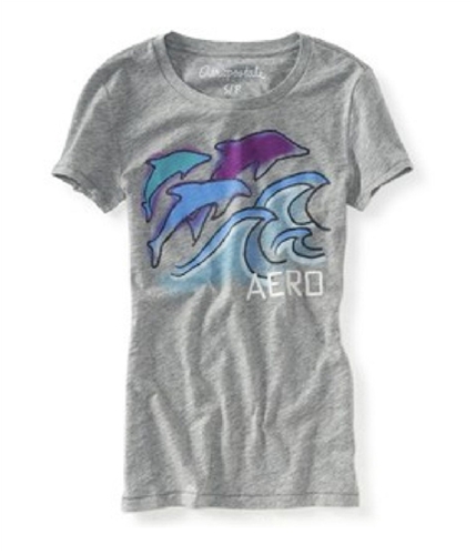 Aeropostale Womens Aero Dolphin Embroidered Graphic T-Shirt 052 XS