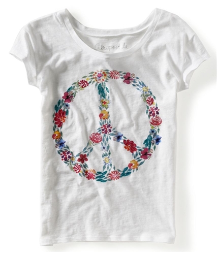 Aeropostale Womens Floral Peace Sign Graphic T-Shirt 102 XS