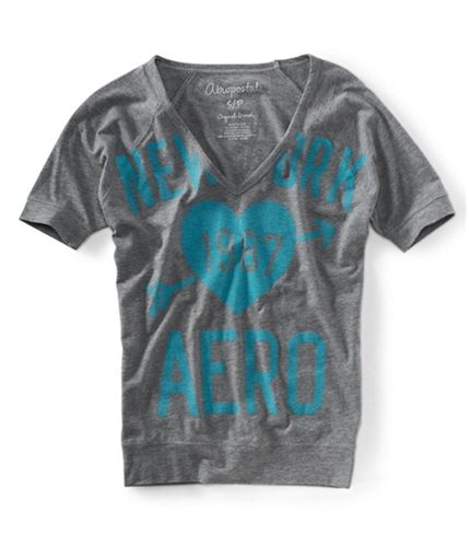 Aeropostale Womens V-neck Banded Aero Heart Dolman Graphic T-Shirt 053 XS