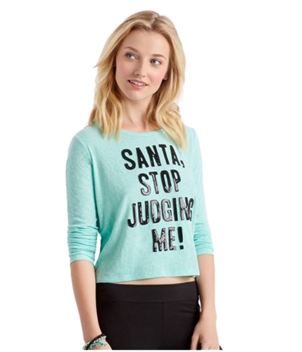 Aeropostale Womens Santa Judging Embellished T-Shirt 117 XS