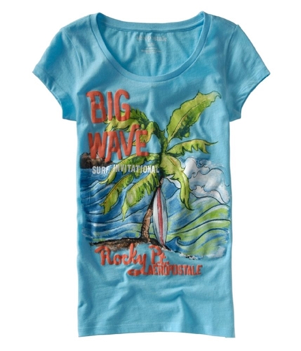 Aeropostale Womens Big Wave Painted Graphic T-Shirt brtblue M
