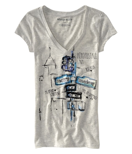 Aeropostale Womens Cappaccino V-neck Graphic T-Shirt lightes L