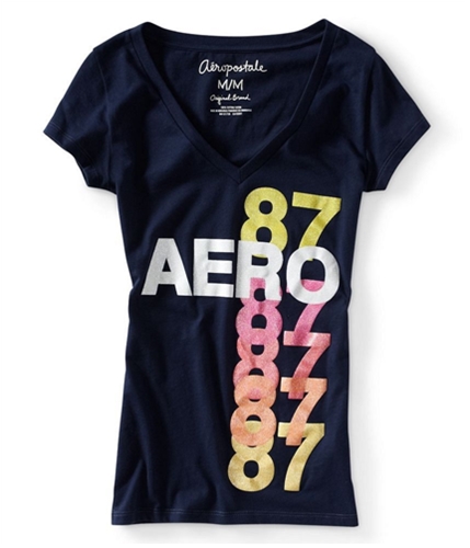 Aeropostale Womens Glitter Multi 87'shsirt Graphic T-Shirt 404 XS