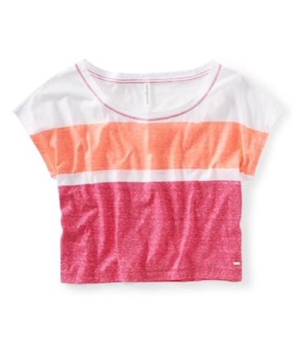 Aeropostale Womens Colorblocked Stripe Cropped Graphic T-Shirt 667 XL