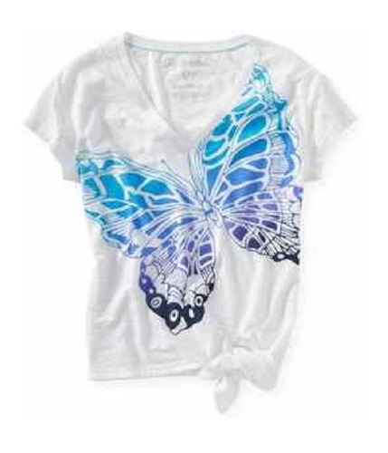 Aeropostale Womens Butterfly V-neck Graphic T-Shirt 102 M