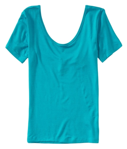 Aeropostale Womens Solid Double Scoop Basic T-Shirt 001 XL