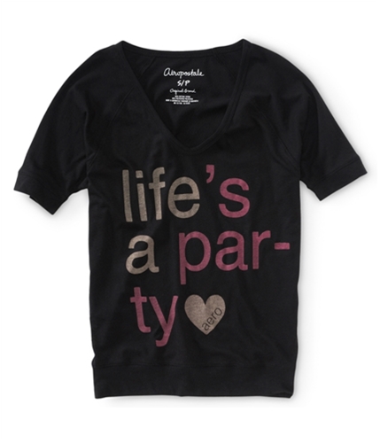 Aeropostale Womens Life's A Party Graphic T-Shirt 001 XS