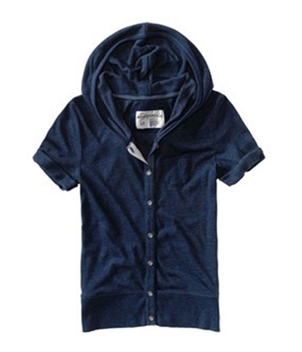 Aeropostale Womens Button Down Sleeve Hooded Sweater navyniblue M