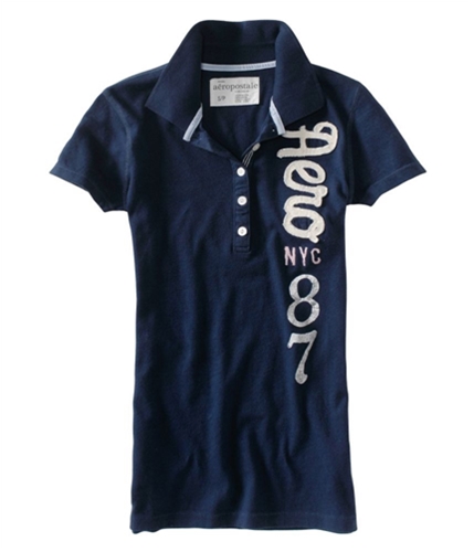 Aeropostale Womens Embellished Polo Shirt navyni XS