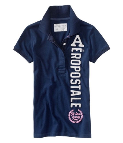 Aeropostale Womens All State Varsity Crew Polo Shirt navyniblue XS