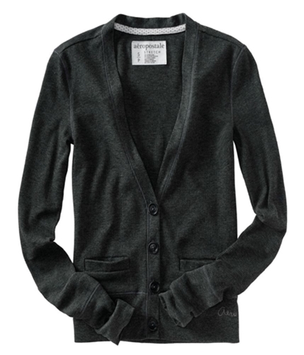 Aeropostale Womens Low V-neck Cardigan Sweater charcoagrey XS