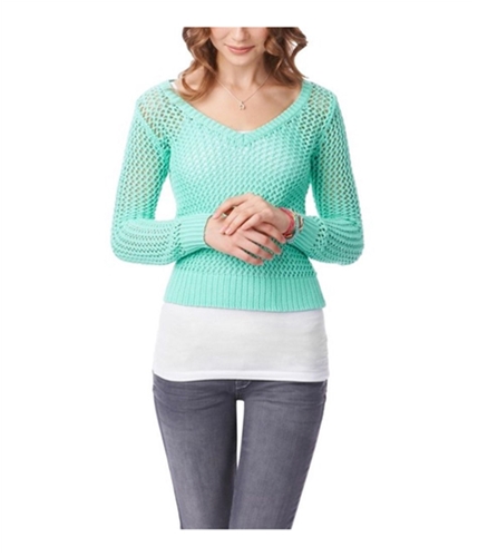 Aeropostale Womens Solid Cable V Neck Knit Sweater 134 L