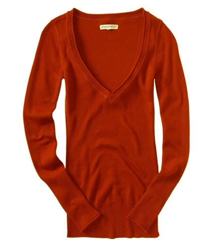 Aeropostale Womens V-neck Ted Knit Sweater fieryorange S