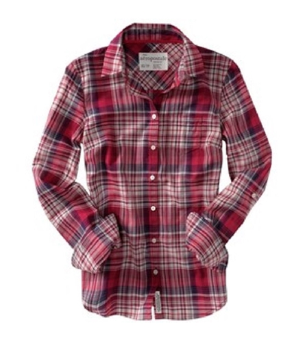 Aeropostale Womens Plaid Button Up Shirt mediumpink S