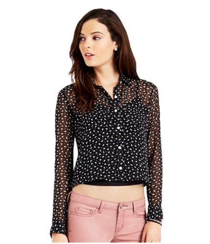 Aeropostale Womens Butterfly Woven Button Up Shirt 001 S