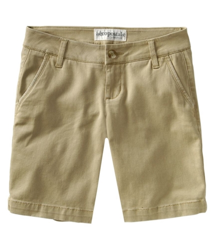 Aeropostale Womens Falt Stretch Chino Casual Mini Shorts darksttan 00