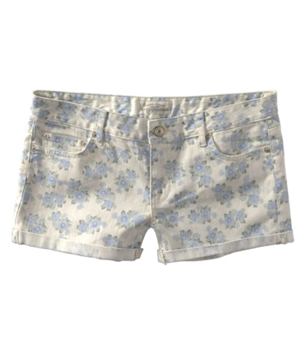 Aeropostale Womens Floral Print Rolled Cuff Casual Mini Shorts mint 7/8