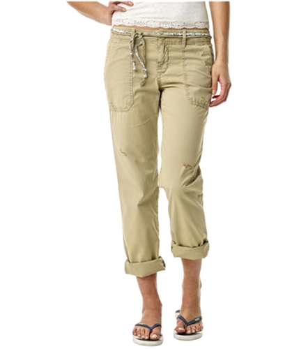 Aeropostale Womens Straight Leg Belted Casual Chino Pants beige 00x32