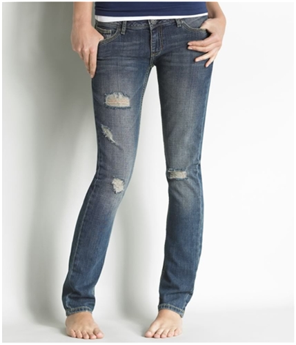 Aeropostale Womens Solid Skinny Fit Jeans distressed 00x32