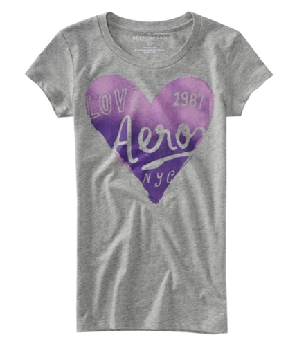 Aeropostale Womens Love 1987 Heart Graphic T-Shirt gray XL