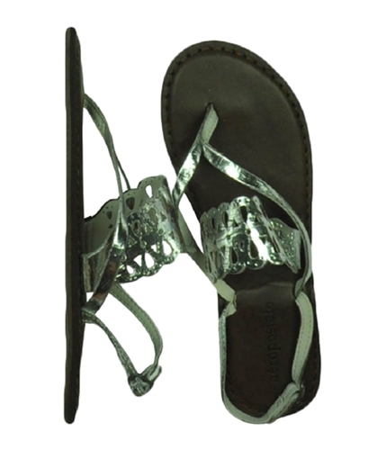 Aeropostale Womens Strap Slingback Gladiator Sandals silver 7
