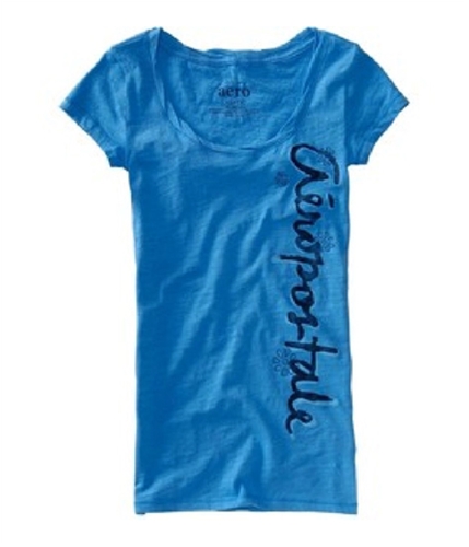 Aeropostale Womens Vertical Graphic T-Shirt heavenlyblue XS