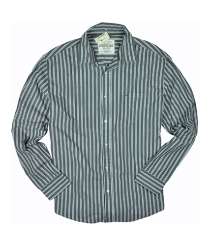 Aeropostale Mens Stripe Button Up Shirt stormgray XL