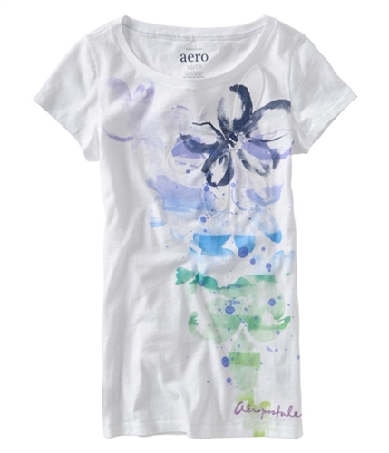 Aeropostale Womens Floral Embellished Print Graphic T-Shirt bleach XS
