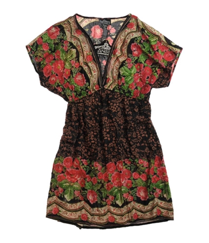 Angie Womens Ss Lightweight Floral Sundress black M
