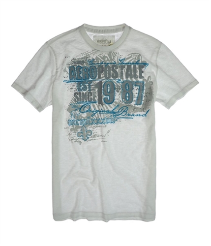 Aeropostale Mens Est 1987 Crew Graphic T-Shirt bleach L