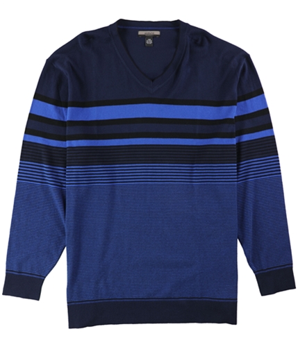 Alfani Mens Bold Pop Striped V-Neck Pullover Sweater hyperbluecbo XLT