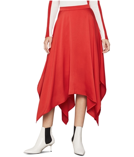 BCBG Womens Solid Midi Skirt red 34