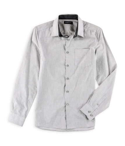 Kenneth Cole Mens Chambray Button Up Shirt heathergreycombo S