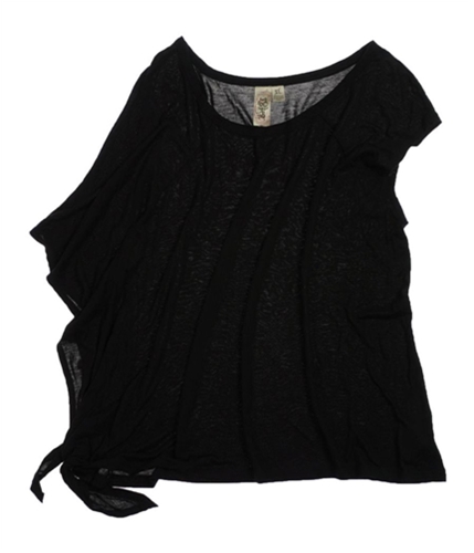L8TER Womens Cap Sleeve Knit Blouse black XL