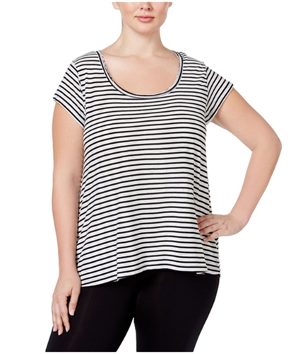 Calvin Klein Womens Striped Hi-Lo Graphic T-Shirt boo 1X