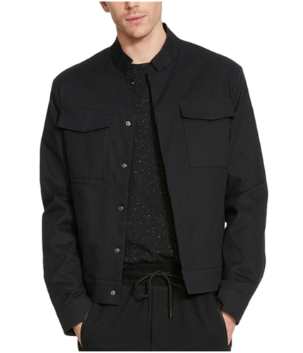 Kenneth Cole Mens Textured Military Jacket black M