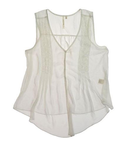 Petticoat Alley Womens Sleeveless Tank Button Up Shirt white M