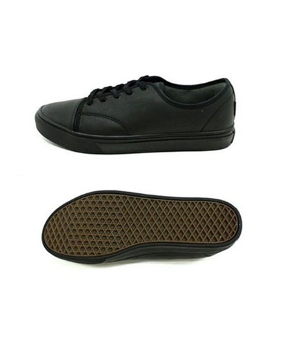 Vans Mens Versa Leather Low Skate Sneakers blackblack 6.5