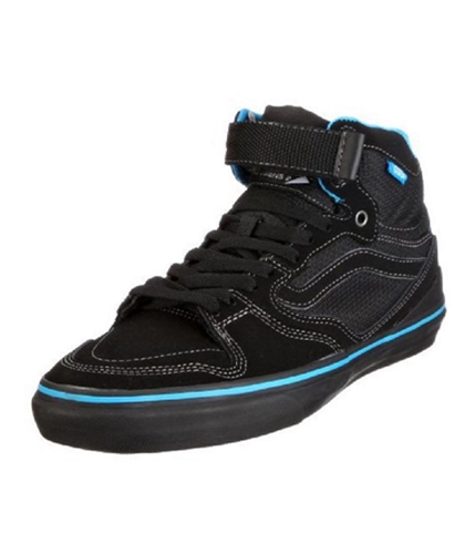 Vans Mens Owens Hi 2 Canvas/leather Skateboard Sneakers blackblackblue 7.5