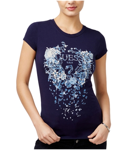 GUESS Womens Casual Embellished T-Shirt eveningnavy S
