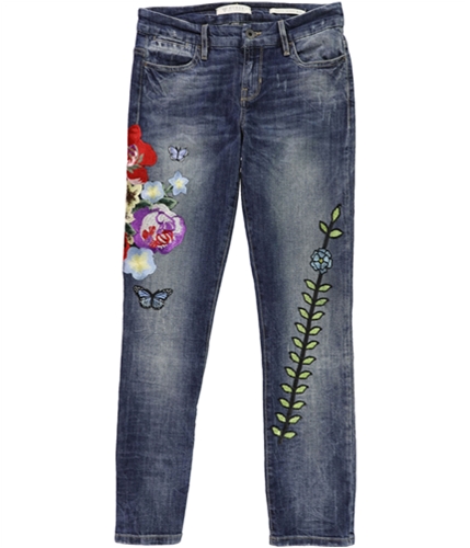 GUESS Womens Embroidered Skinny Fit Jeans medwash 25x28